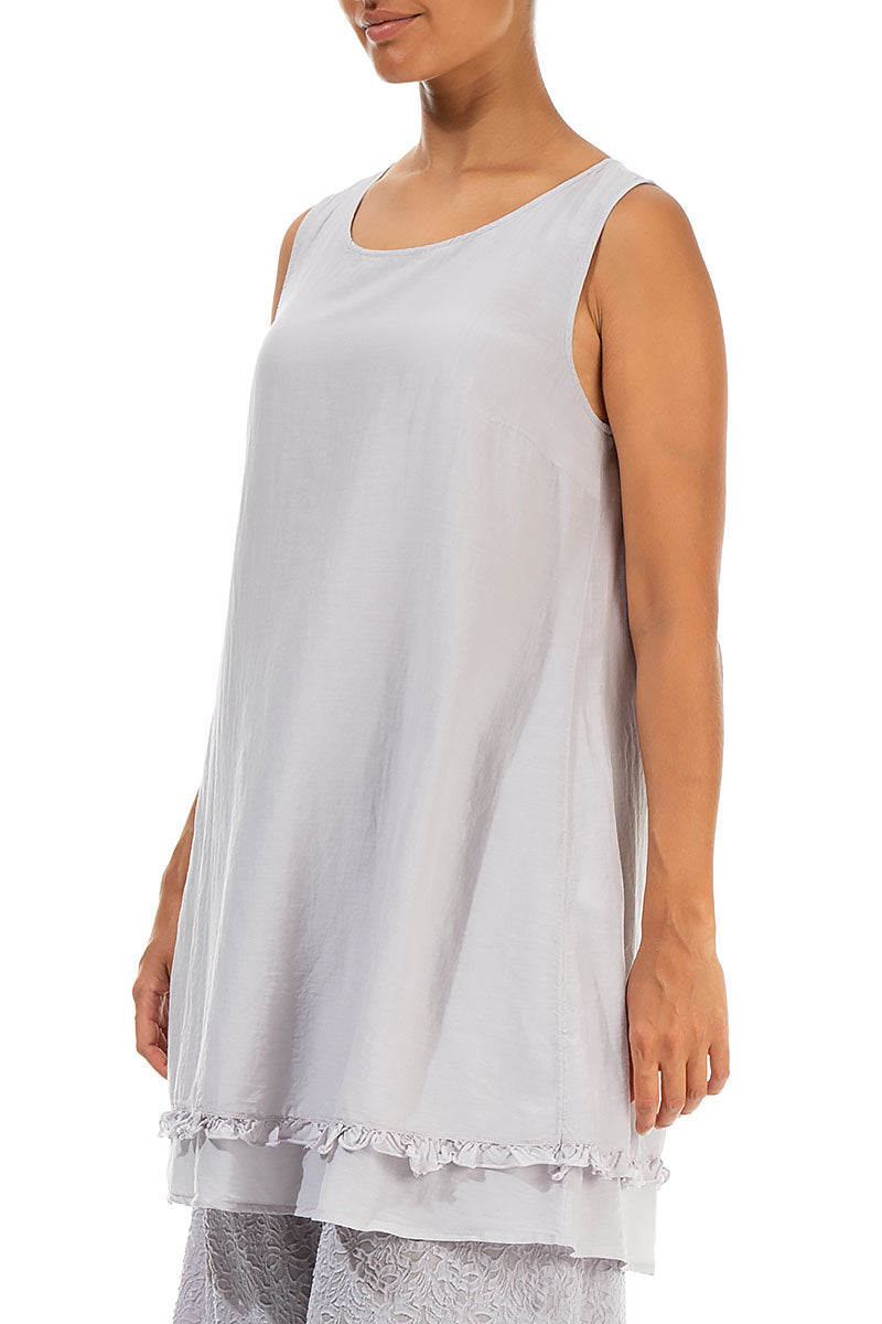 Sleeveless Lilac Grey Silk Cotton Tunic