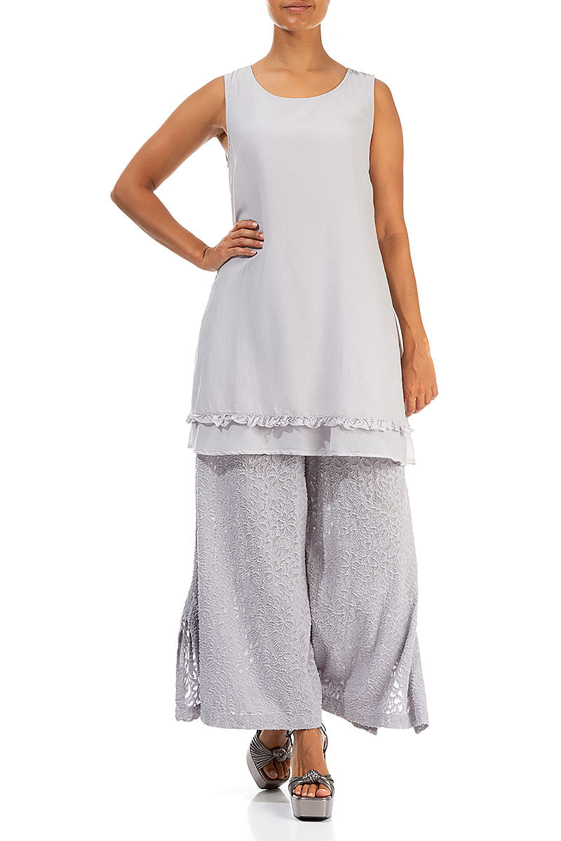 Sleeveless Lilac Grey Silk Cotton Tunic