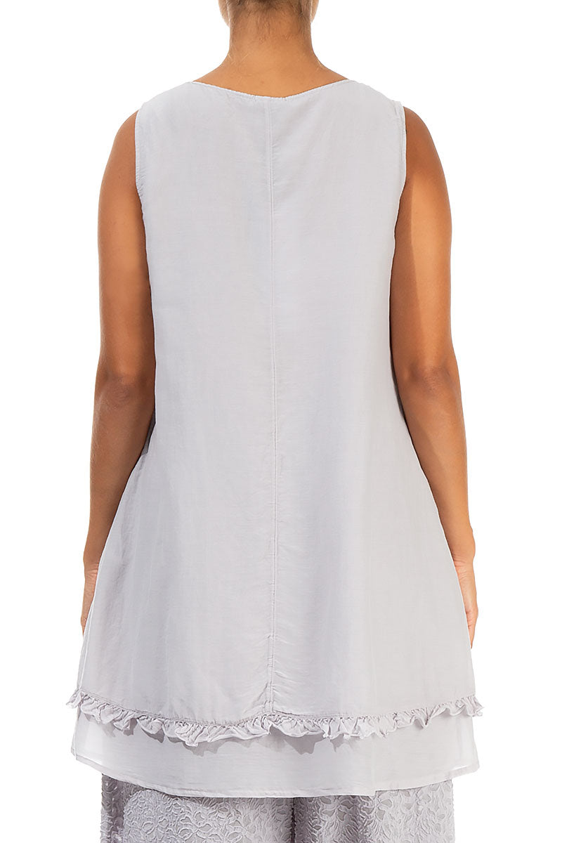 Sleeveless Lilac Grey Silk Cotton Tunic