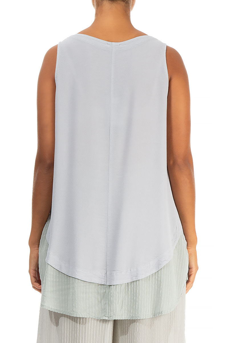 Sleeveless Loose Cream Grey Silk Viscose Blouse