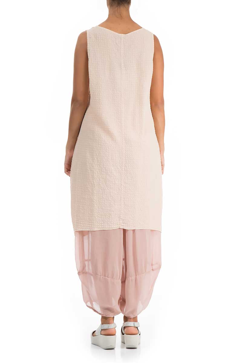 Sleeveless Neutral Silk Tunic