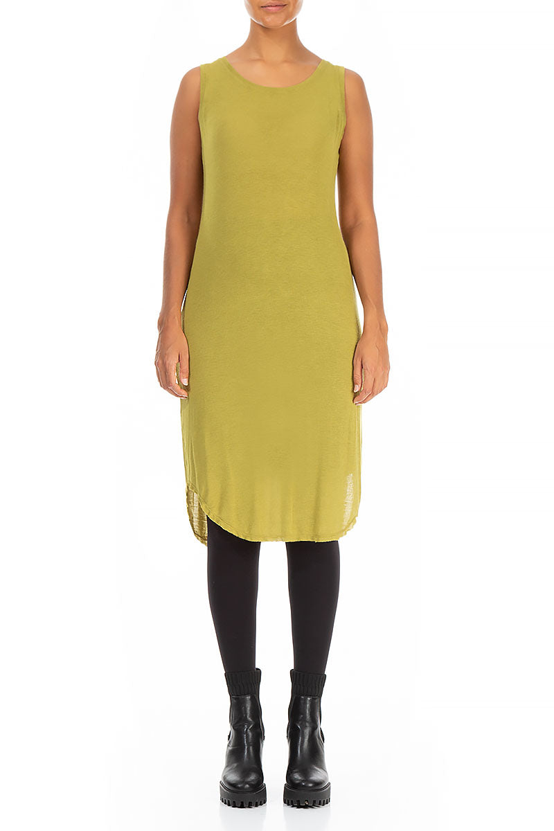 Sleeveless Ochre Viscose Angora Dress