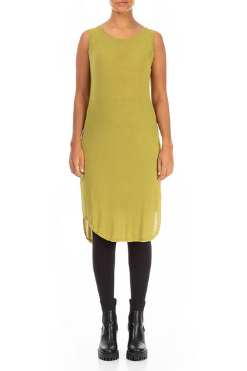Sleeveless Ochre Viscose Angora Dress