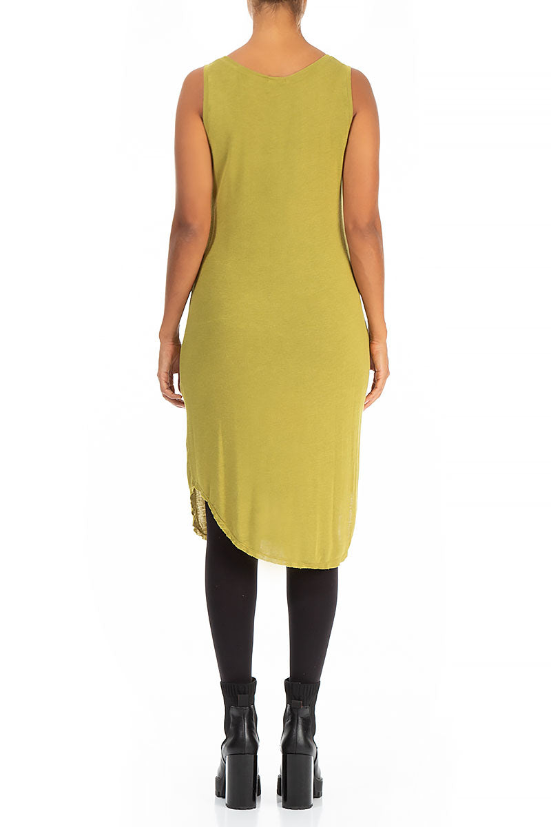 Sleeveless Ochre Viscose Angora Dress