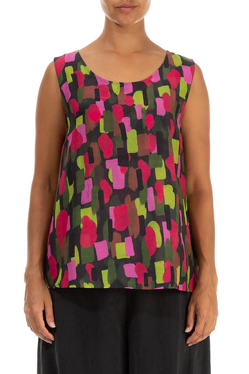 Sleeveless Paint Mosaic Silk Cotton Top