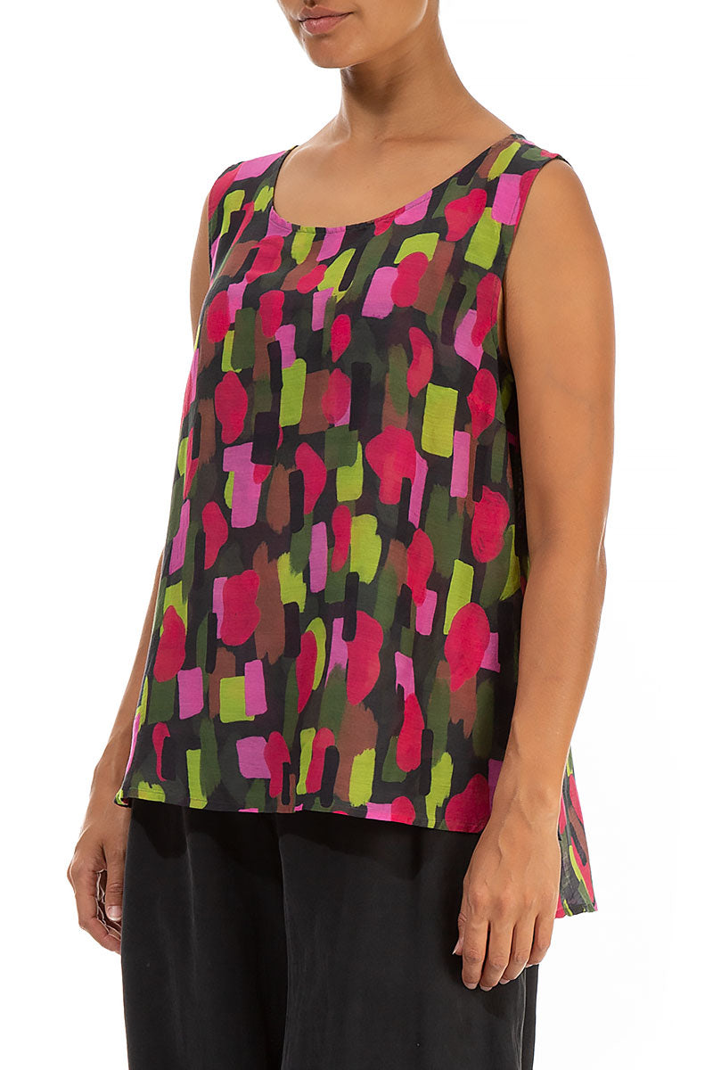 Sleeveless Paint Mosaic Silk Cotton Top