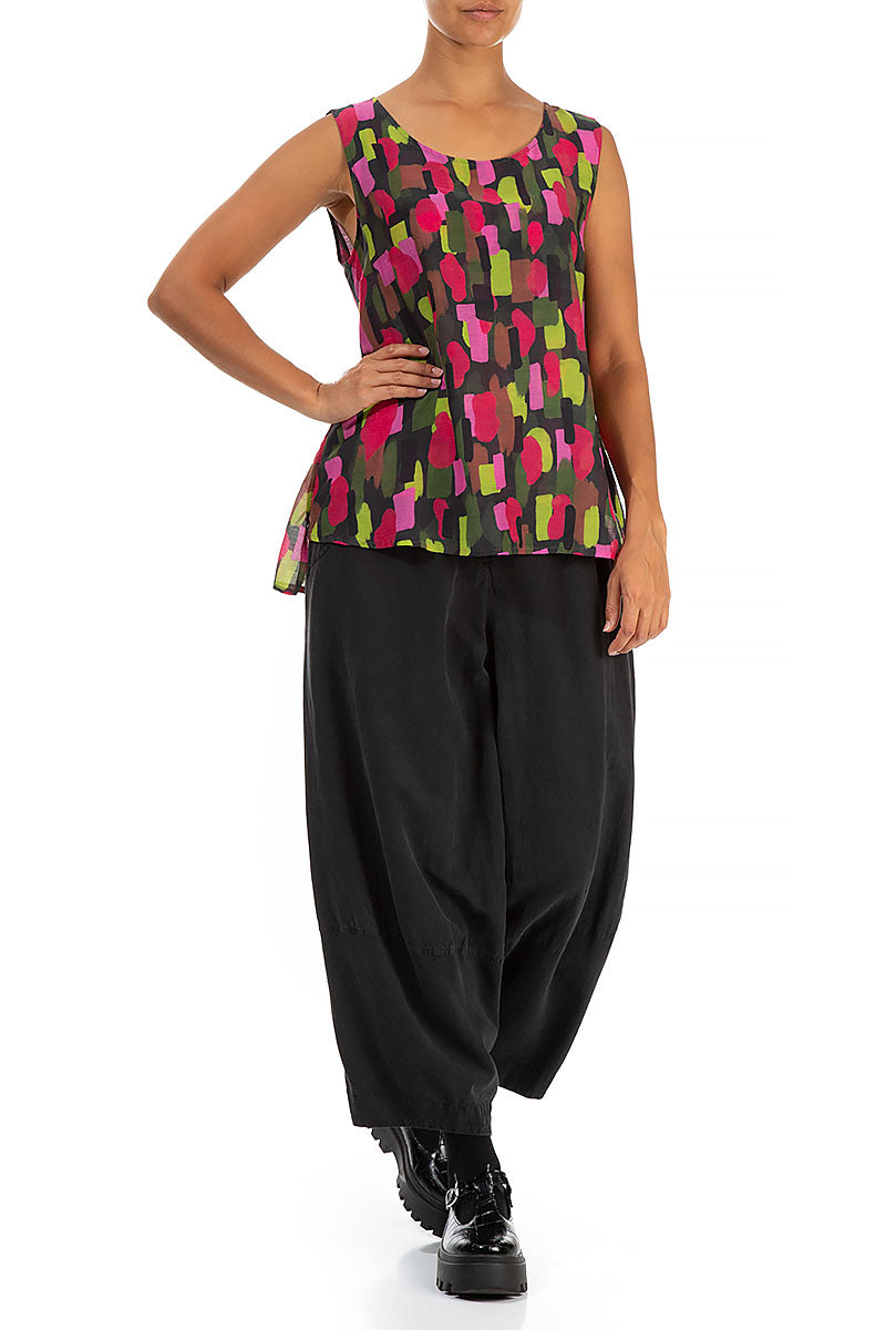 Sleeveless Paint Mosaic Silk Cotton Top