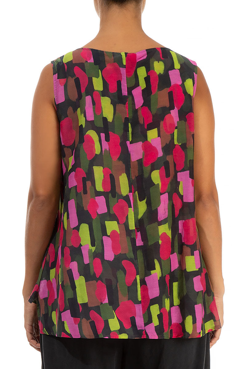 Sleeveless Paint Mosaic Silk Cotton Top