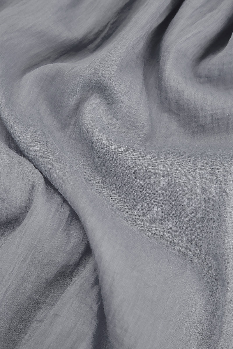 Sleeveless Storm Grey Silk Cotton Shift Dress