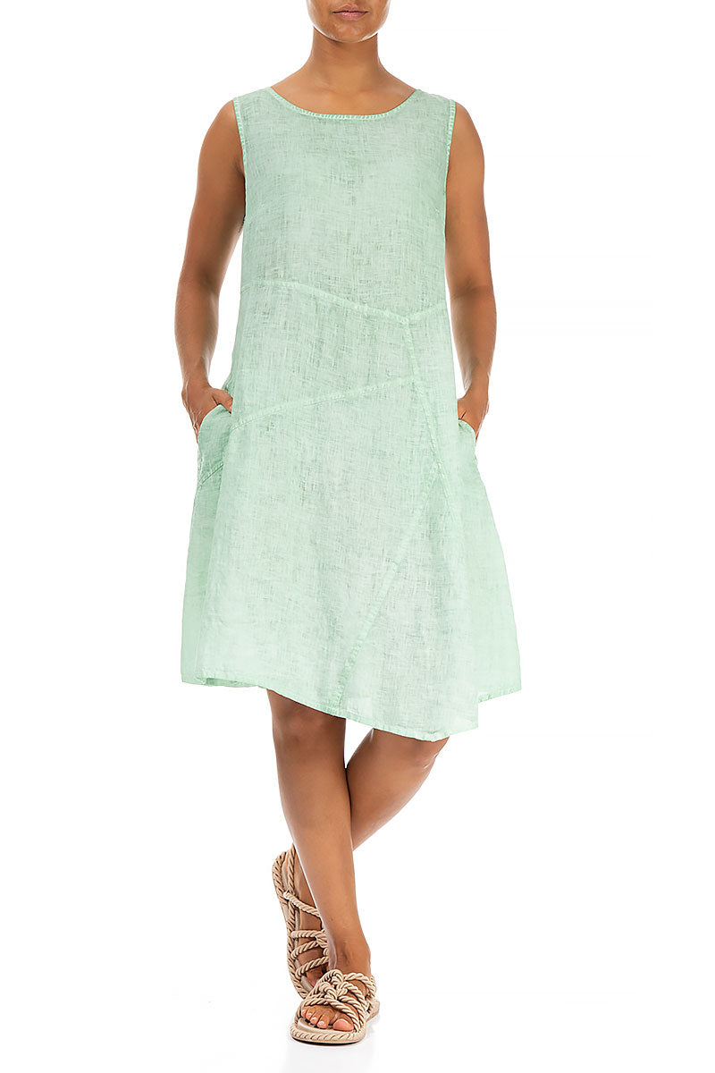 Sleeveless Washed Out Spring Green Linen Tunic
