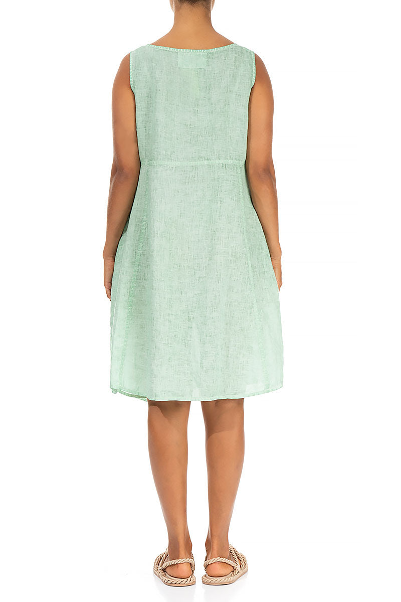 Sleeveless Washed Out Spring Green Linen Tunic