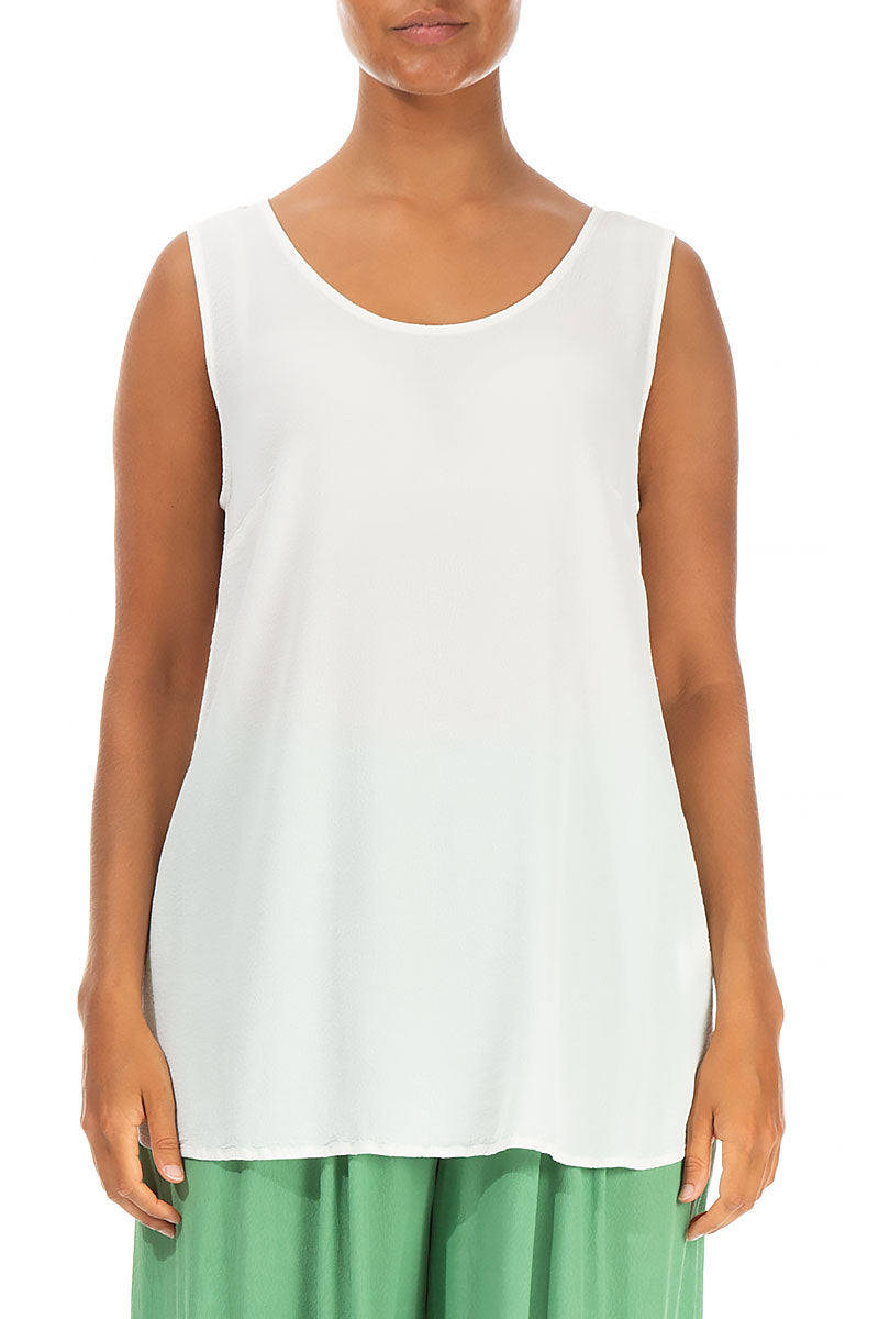 Sleeveless White Viscose Top