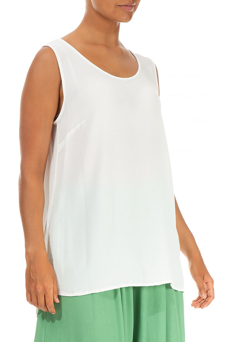 Sleeveless White Viscose Top
