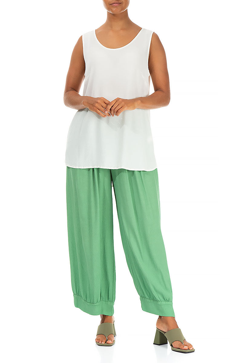 Sleeveless White Viscose Top