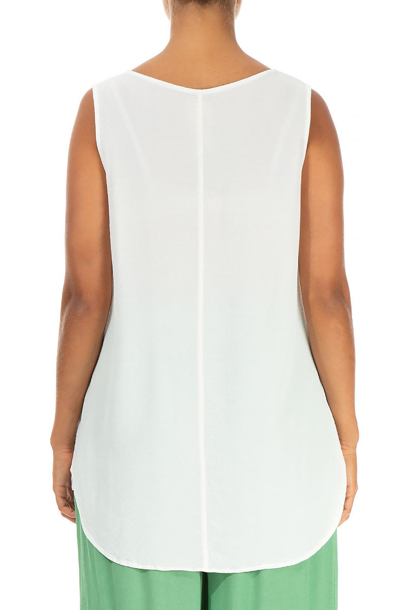 Sleeveless White Viscose Top