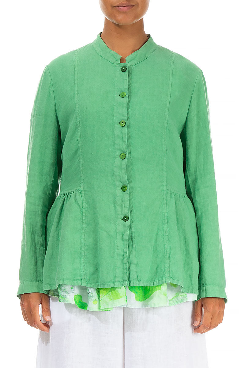 Spring Green Peplum Linen Jacket