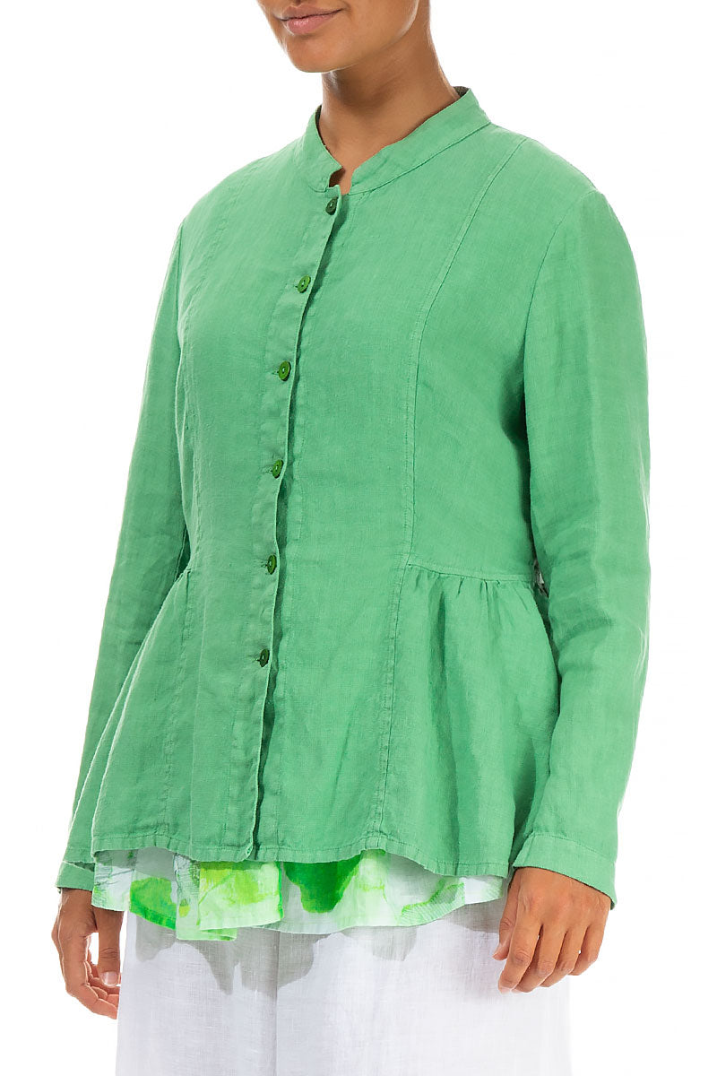Spring Green Peplum Linen Jacket