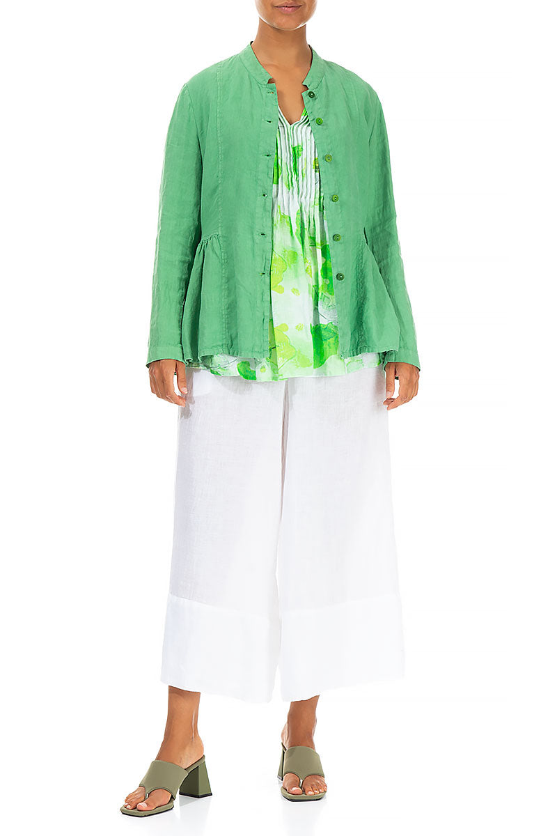 Spring Green Peplum Linen Jacket