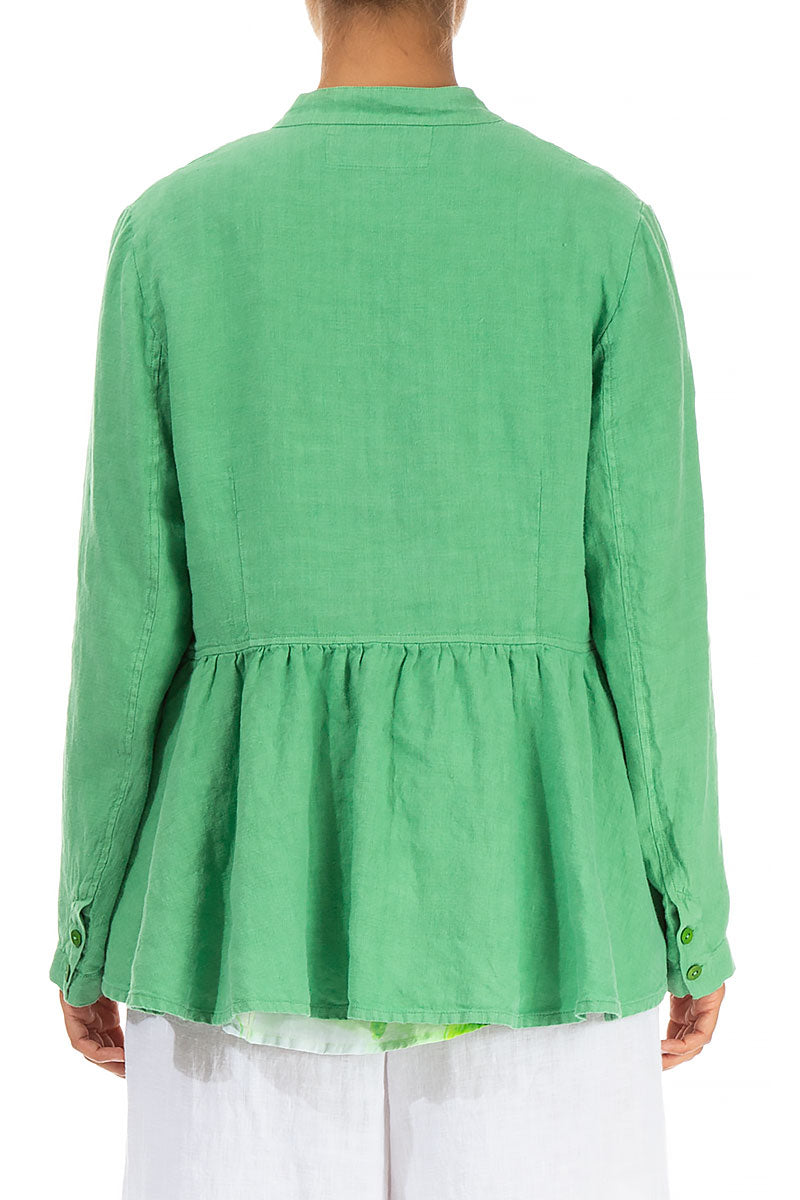 Spring Green Peplum Linen Jacket