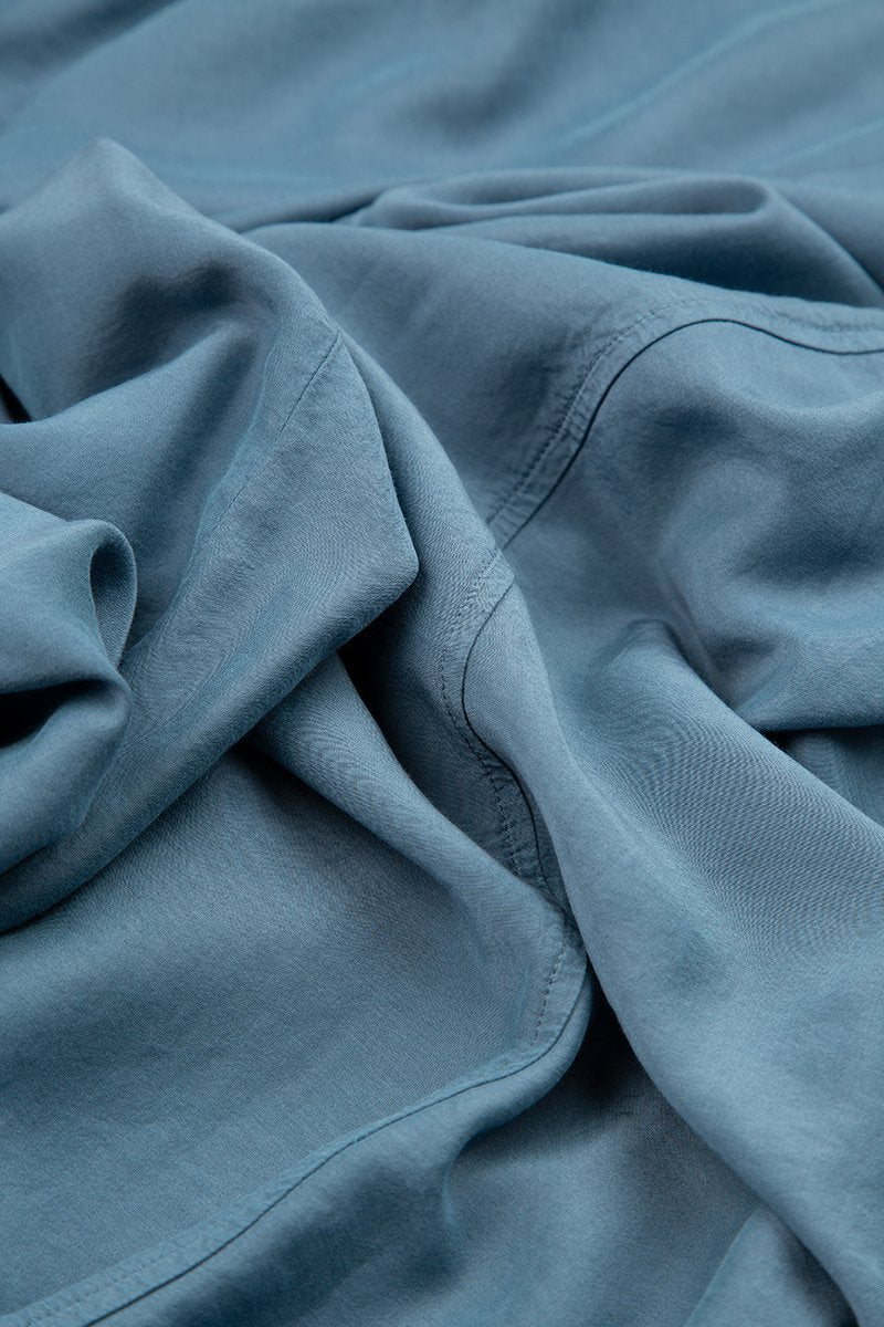 Longer Back Steel Blue Silk Bamboo Tunic