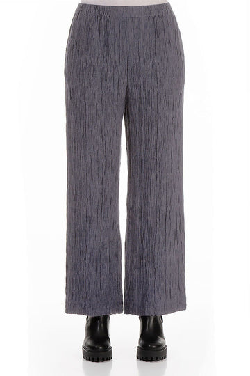 Straight Crinkled Iron Silk Linen Trousers