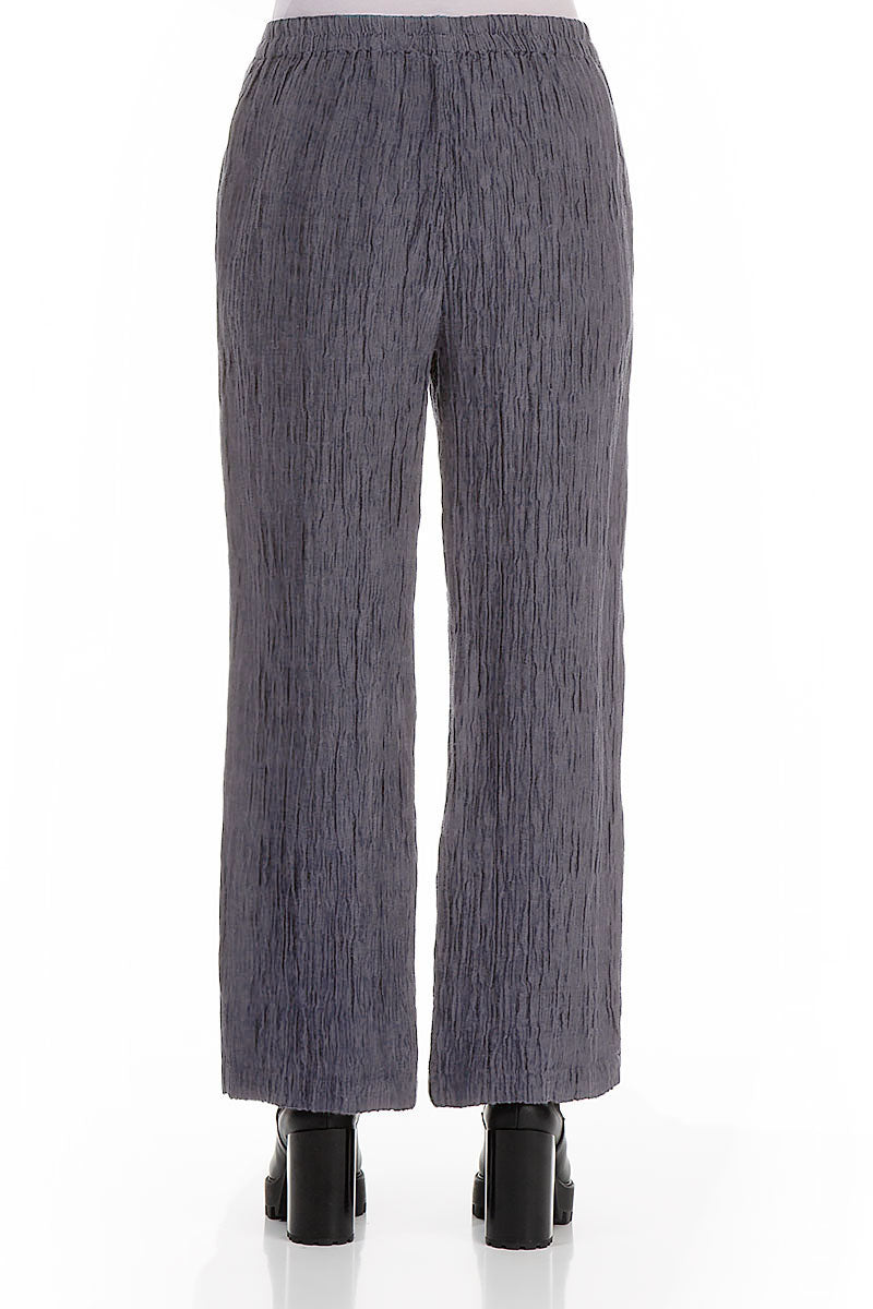 Straight Crinkled Iron Silk Linen Trousers