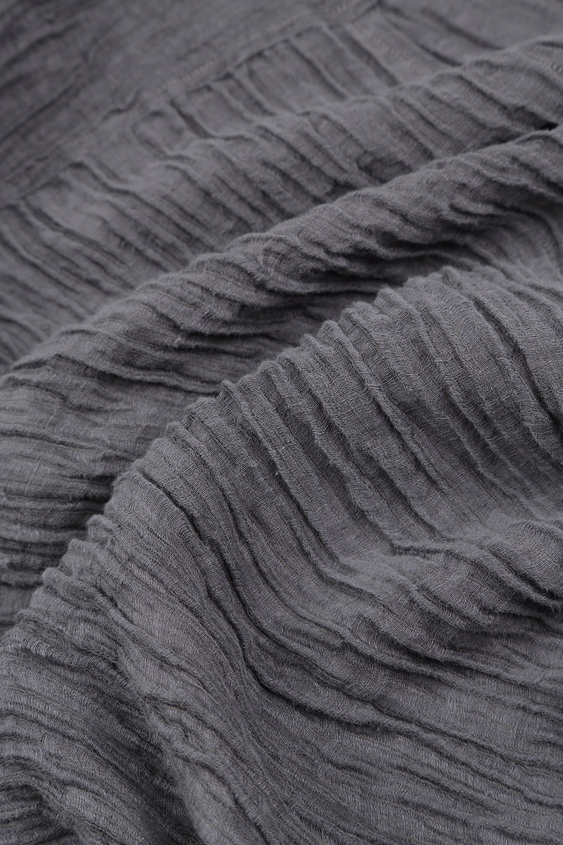 Straight Crinkled Iron Silk Linen Trousers