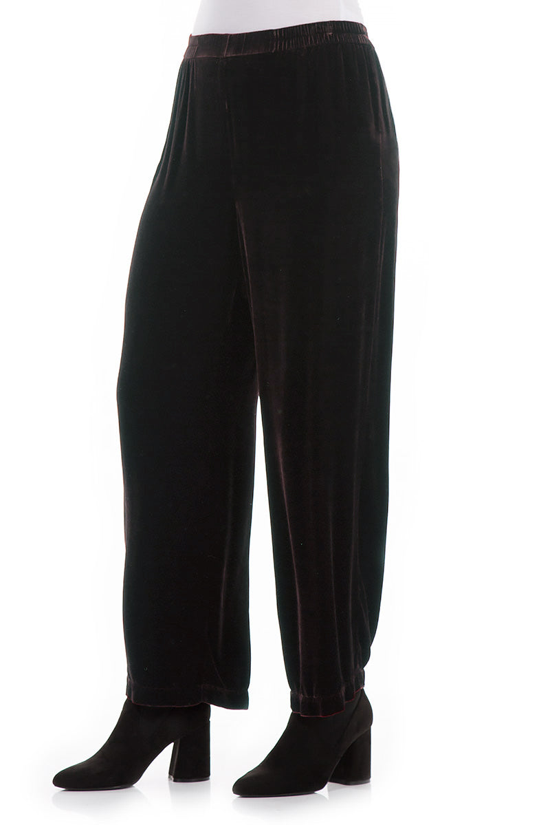 Straight Dark Grey Silk Velvet Trousers