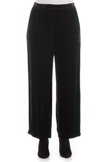 Straight Dark Grey Silk Velvet Trousers