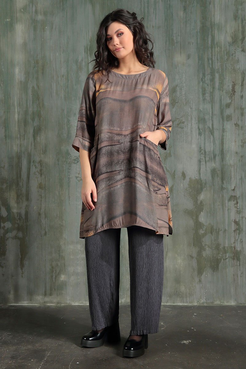 Straight Storm Grey Silk Viscose Trousers