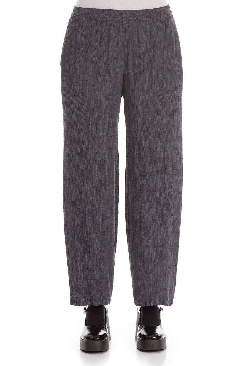 Straight Storm Grey Silk Viscose Trousers