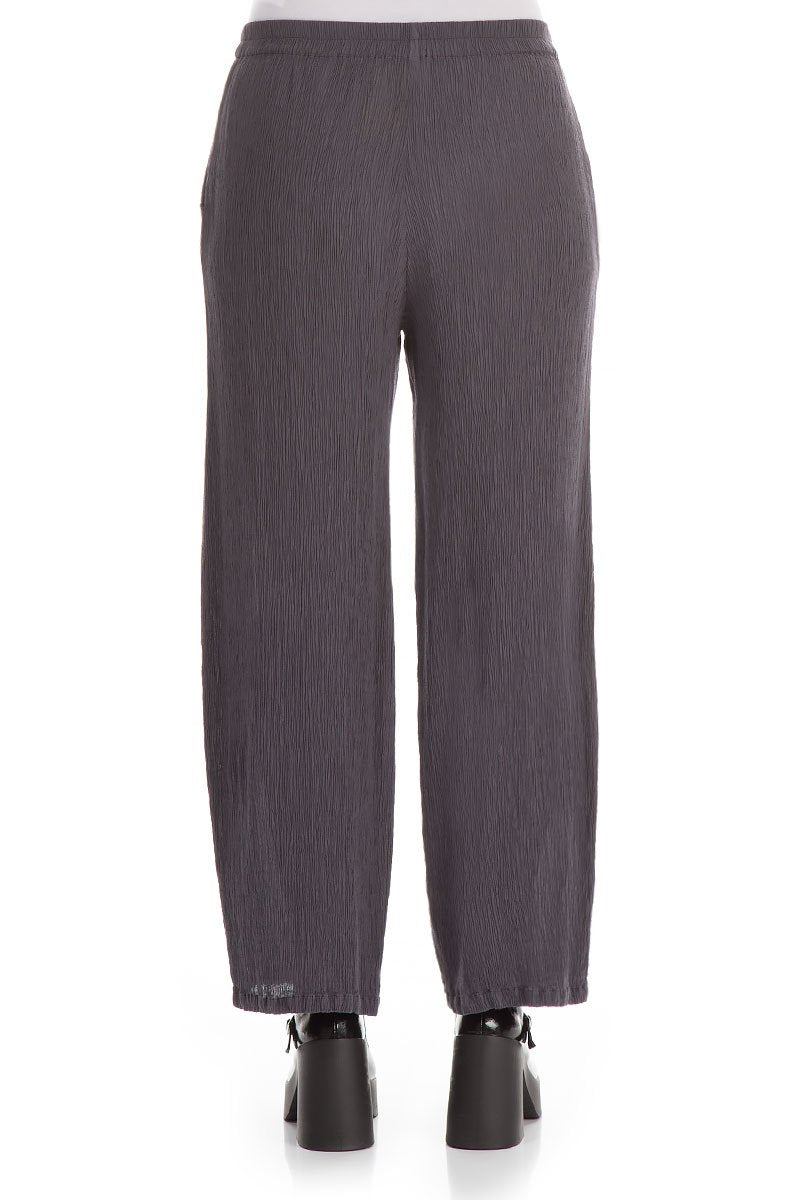 Straight Storm Grey Silk Viscose Trousers
