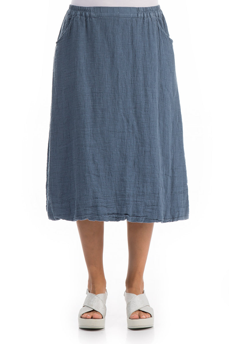 Straights Blue Linen Skirt