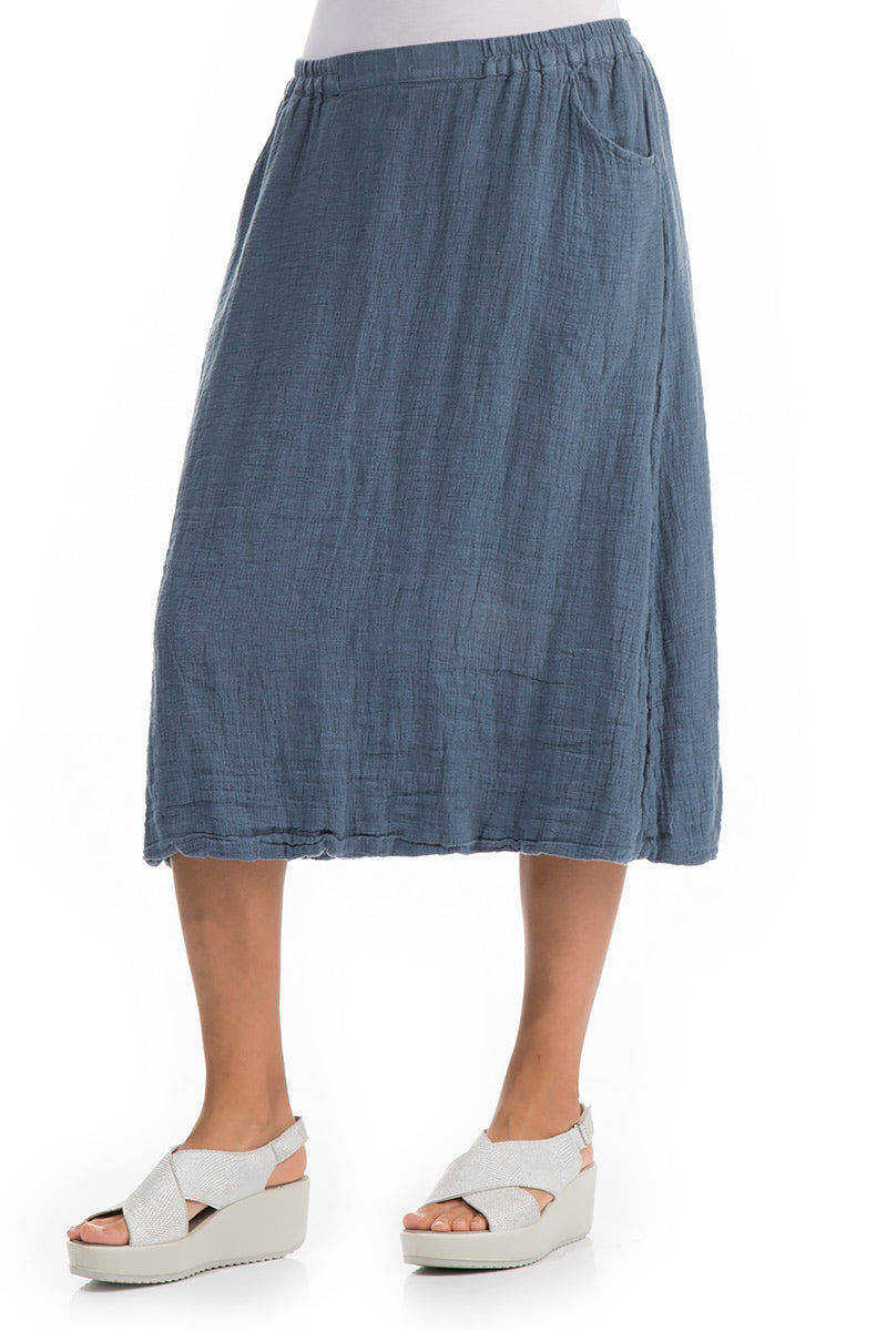 Straights Blue Linen Skirt