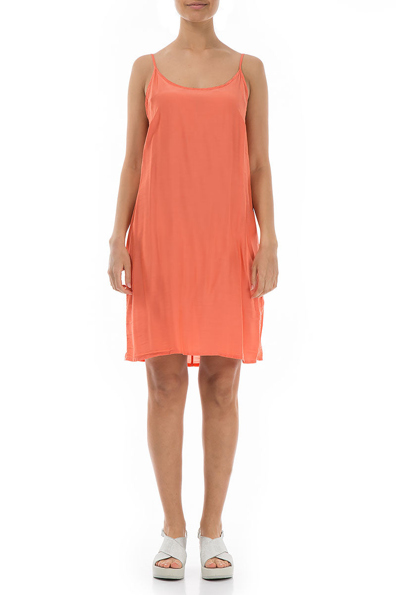 Strap New Orange Silk Bamboo  Dress