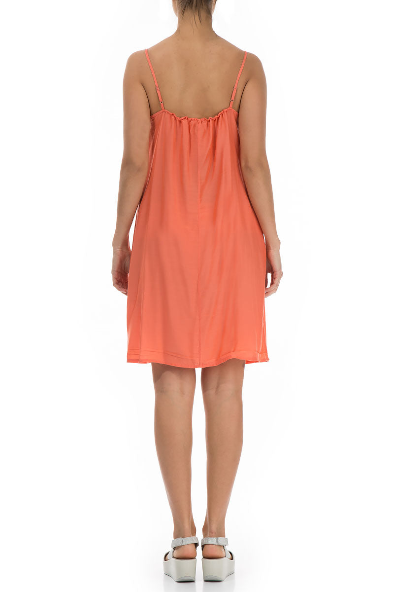 Strap New Orange Silk Bamboo  Dress