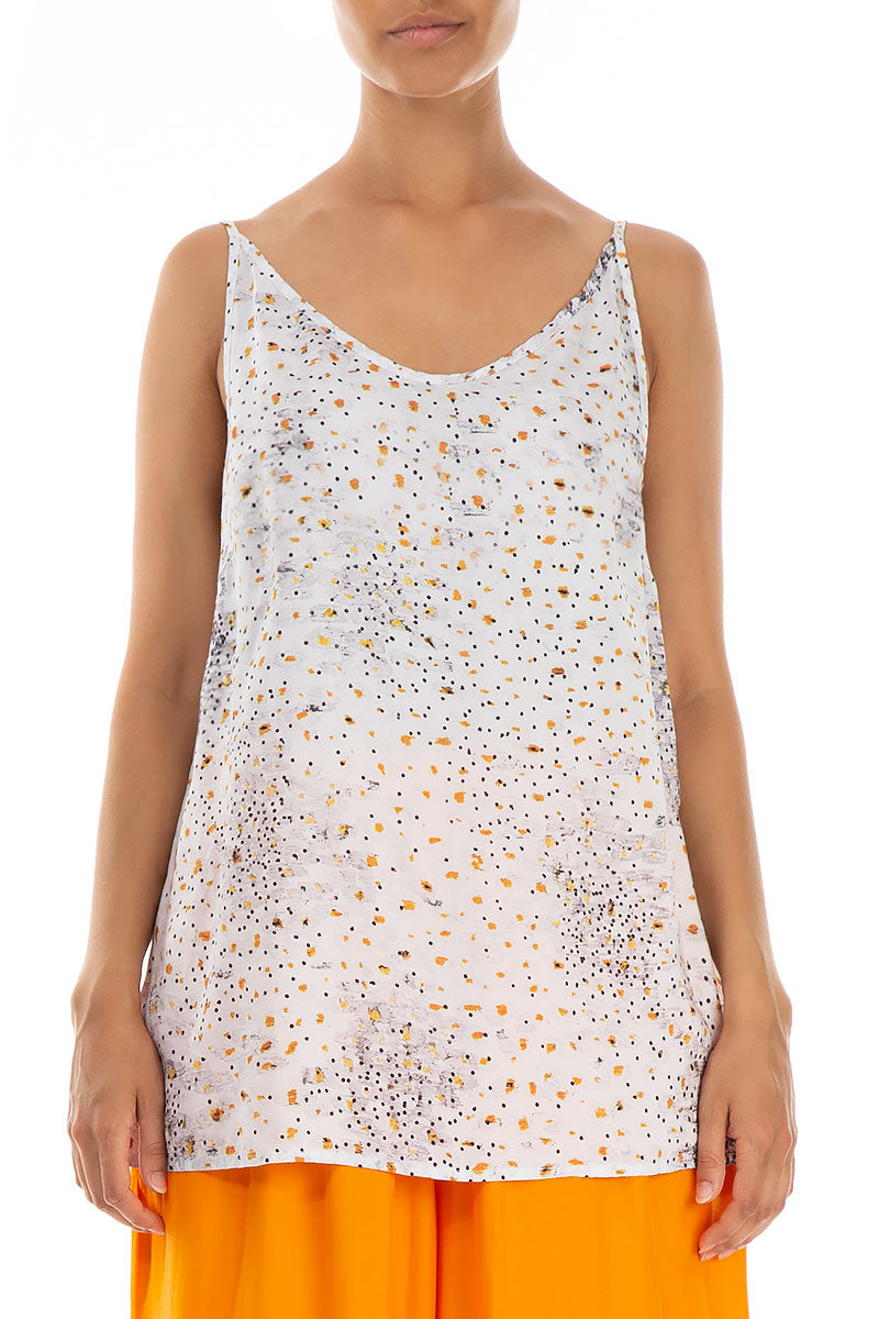 Strappy White Meadow Silk Bamboo Top