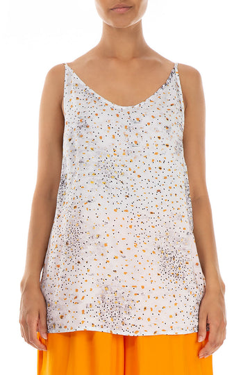 Strappy White Meadow Silk Bamboo Top