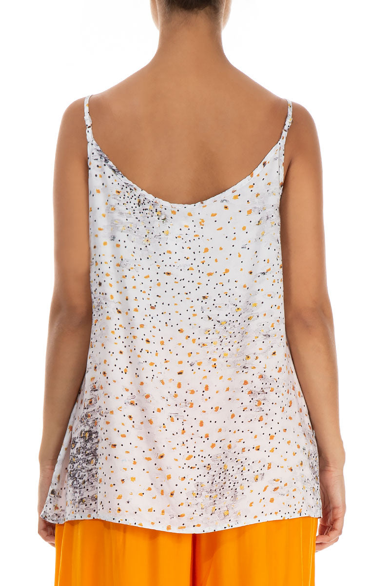 Strappy White Meadow Silk Bamboo Top