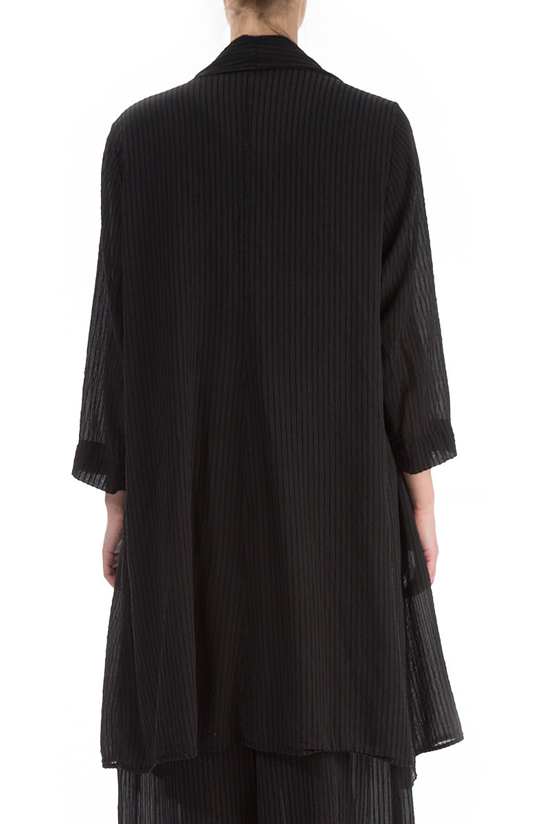 Striped Open Type Black Jacket - GRIZAS | Natural Contemporary Womenswear