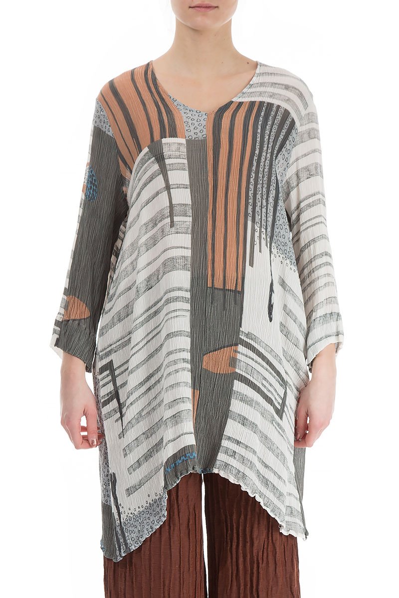 Subtle Modern Print Silk Viscose Tunic
