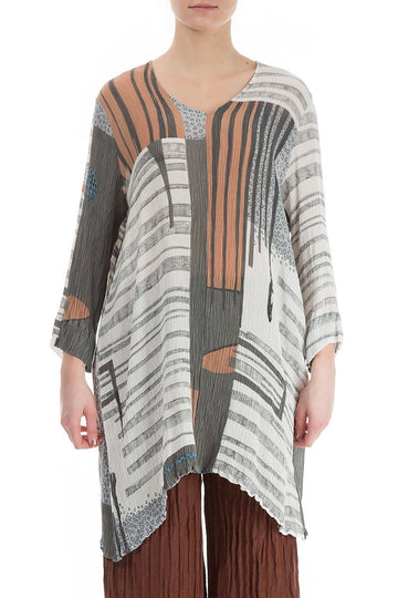 Subtle Modern Print Silk Viscose Tunic