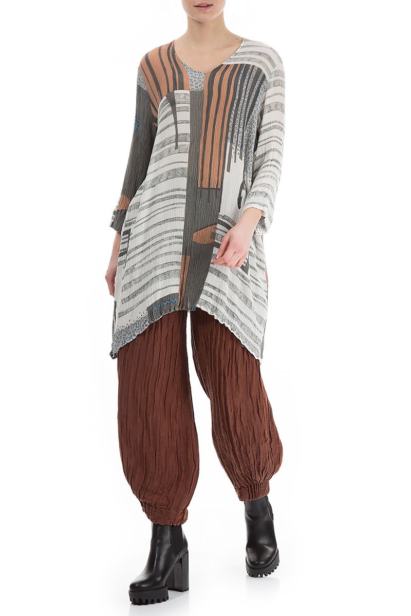 Subtle Modern Print Silk Viscose Tunic