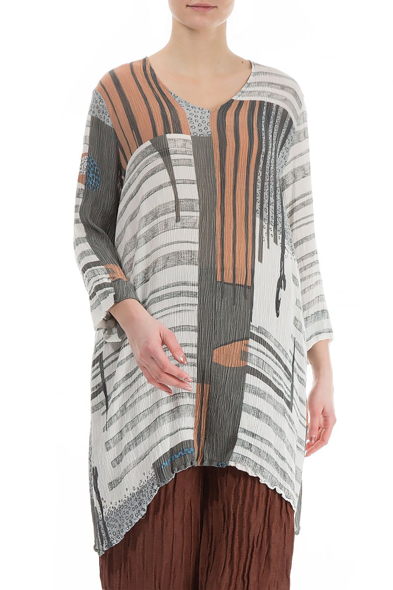 Subtle Modern Print Silk Viscose Tunic