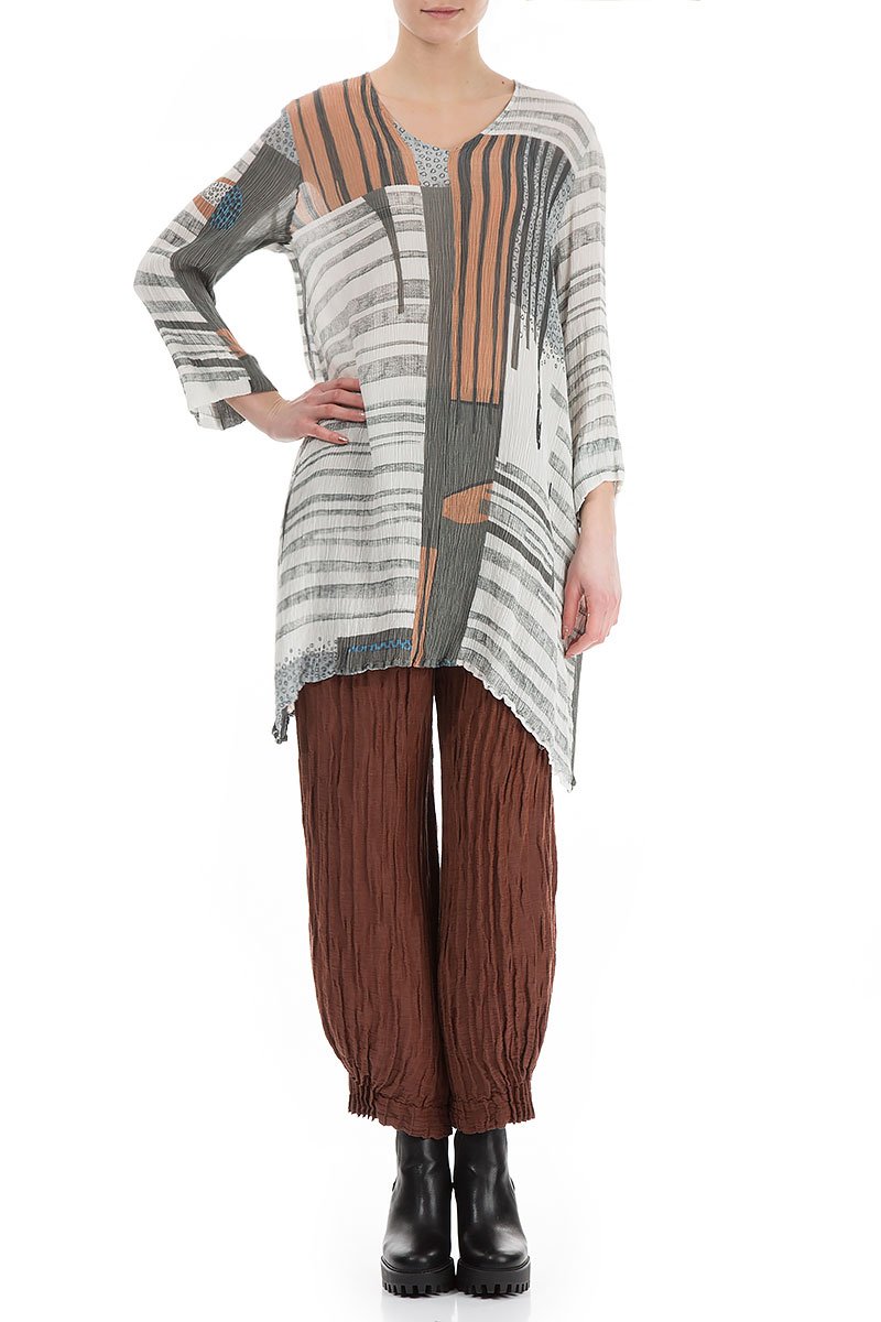 Subtle Modern Print Silk Viscose Tunic