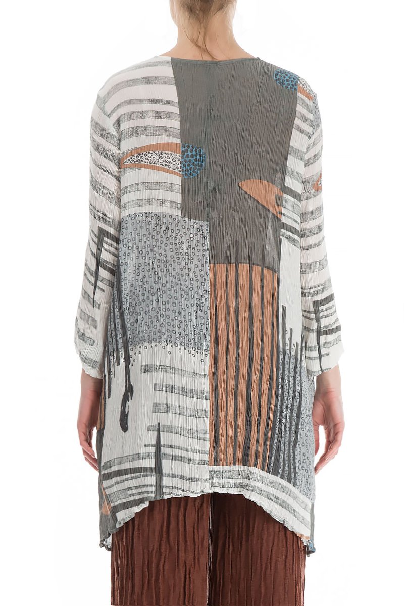 Subtle Modern Print Silk Viscose Tunic