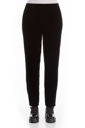 Narrow Black Velvet Trousers