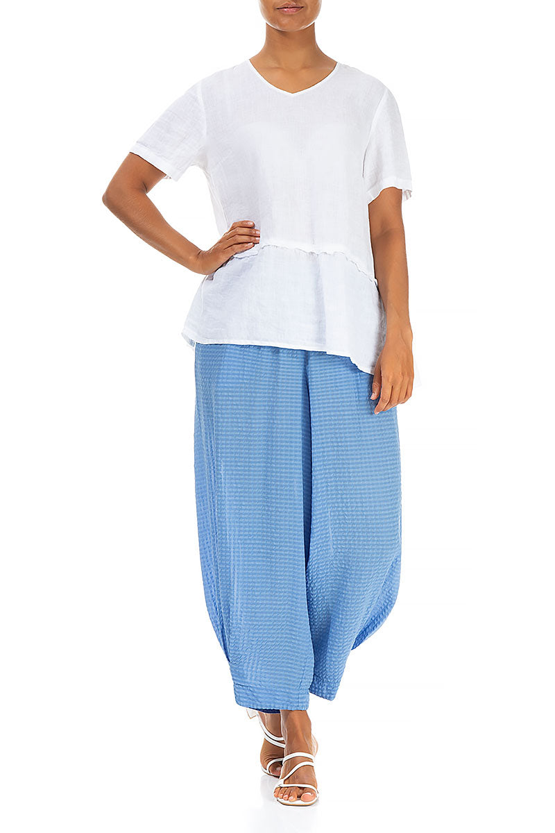 Taper Cornflower Textured Silk Trousers