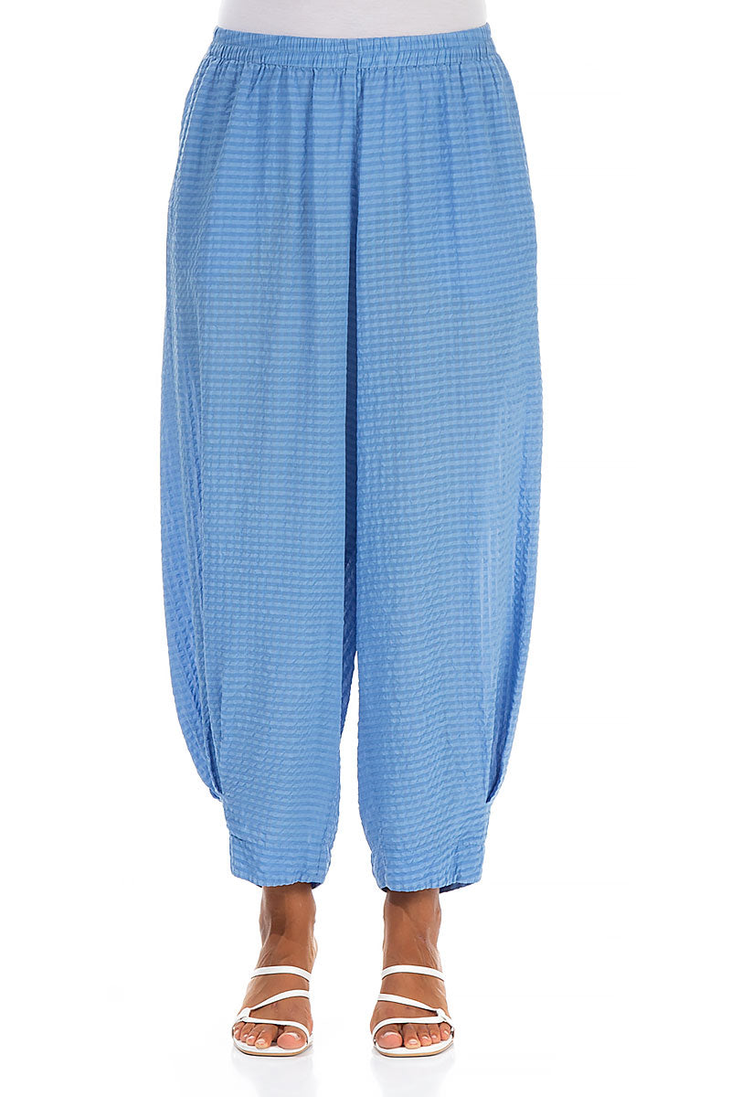 Taper Cornflower Textured Silk Trousers