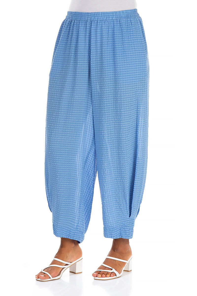 Taper Cornflower Textured Silk Trousers